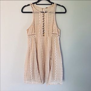 Free People | Crochet Cream Mini Dress w/ Pockets
